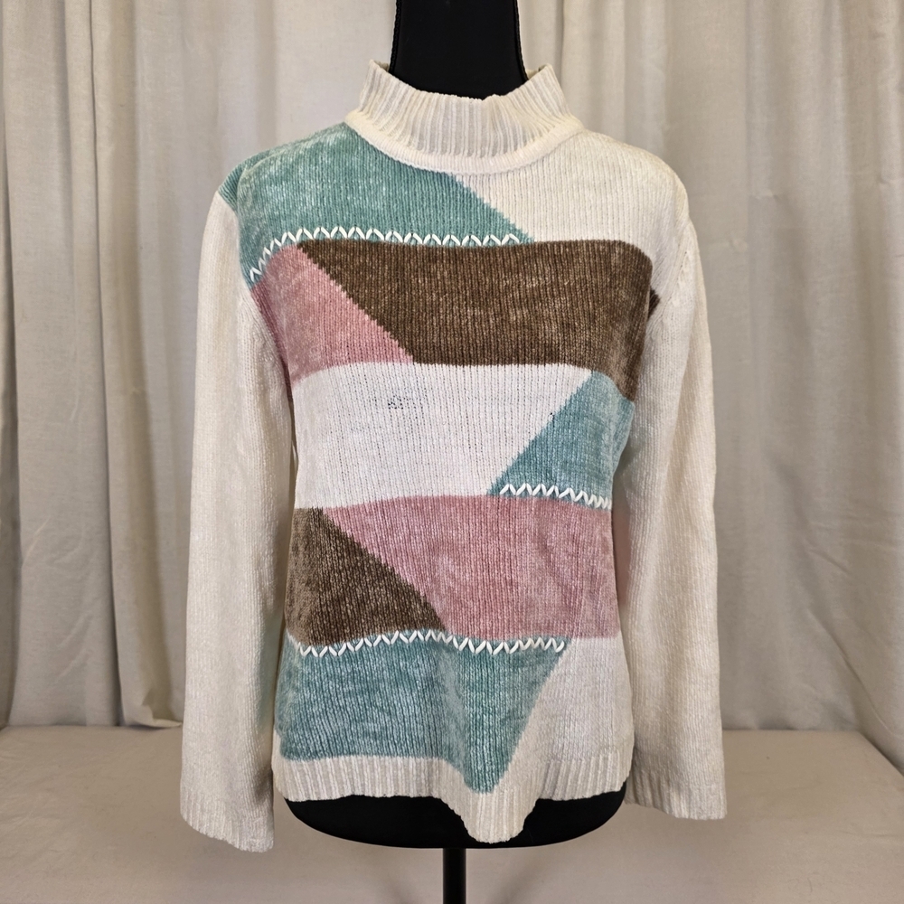 Alfred Dunner Petite Small Colorblock Chenille Sweater